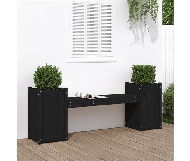 Banco de madera con Jardineras 180x36 Blanco