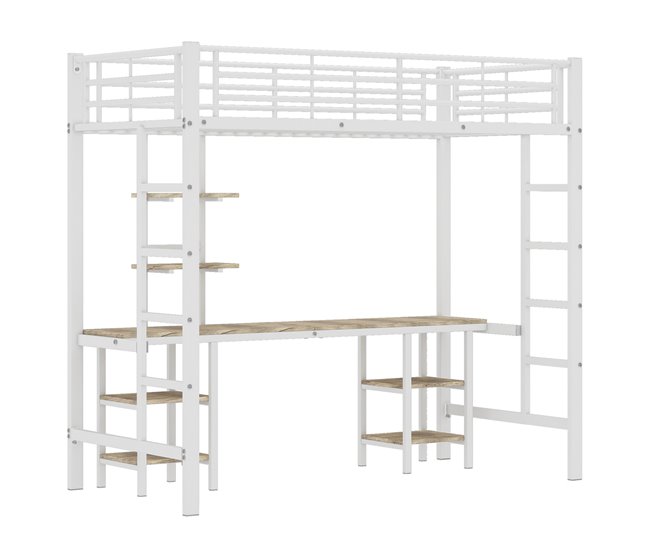 Cama alta para niños 95x204 Blanco