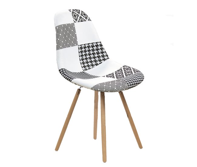 Silla Estocolmo Patchwork Negro/ Crema