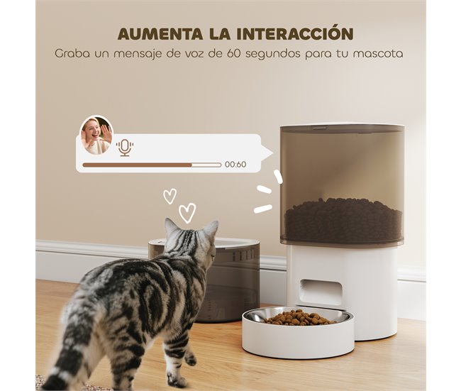 Conjunto Comedero Fuente ABS, Acero Inoxidable 201 PawHut Blanco
