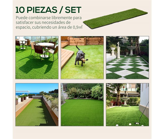 Césped Artificial PE, PP Outsunny Verde