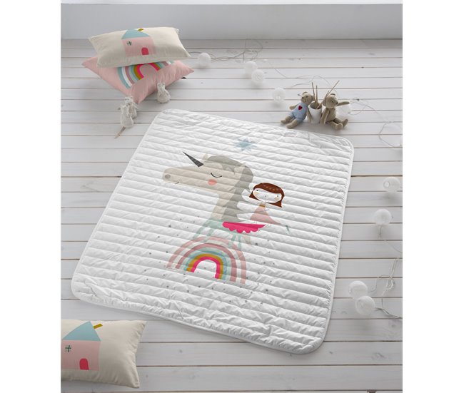 COLCHA BOUTI REVERSIBLE UNICORN WHITE Multicolor
