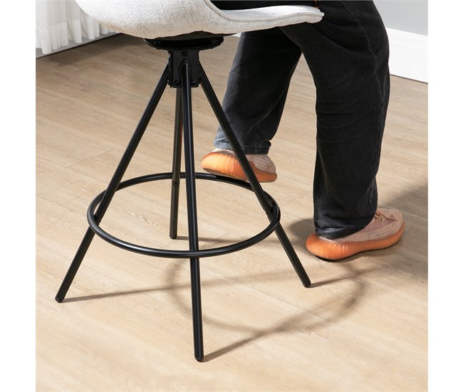 Taburetes de Cocina Poliéster, Espuma, Acero, Tablero Multicapa Gris