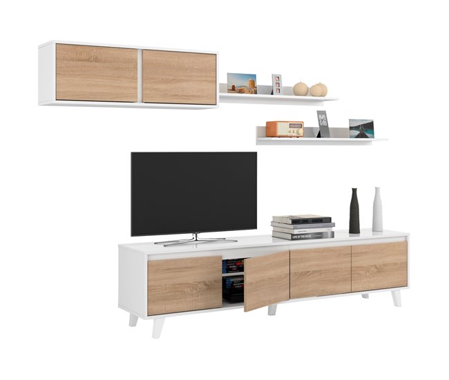 Mueble de salón LINE Blanco/ Madera