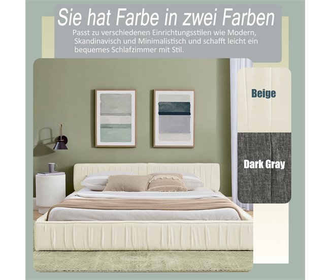 Camas de matrimonio 158x217 Beige