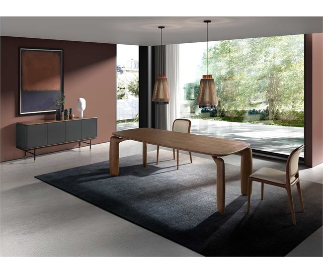 ANGEL CERDA Silla polipiel crema Nogal