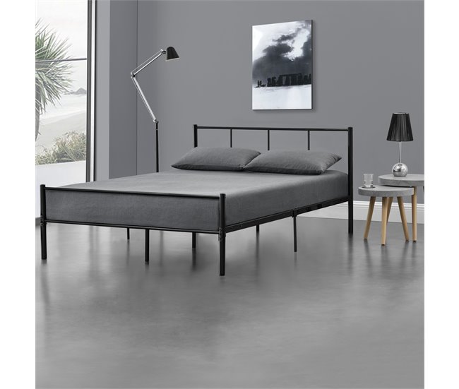 Cama matrimonio Laos con somier - metal Negro