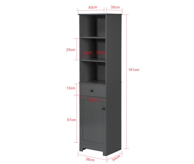 Mueble Columna de baño BZR17-DG SoBuy Gris