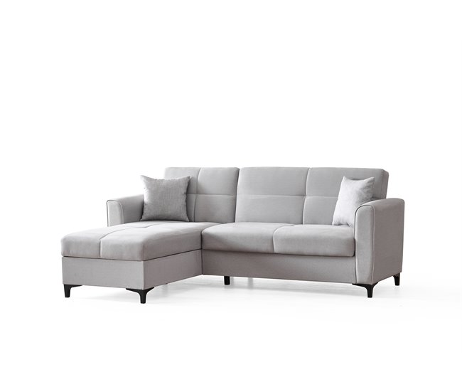 Chaise longue con cama TIAGO reversible 3 plazas gris claro Gris Claro