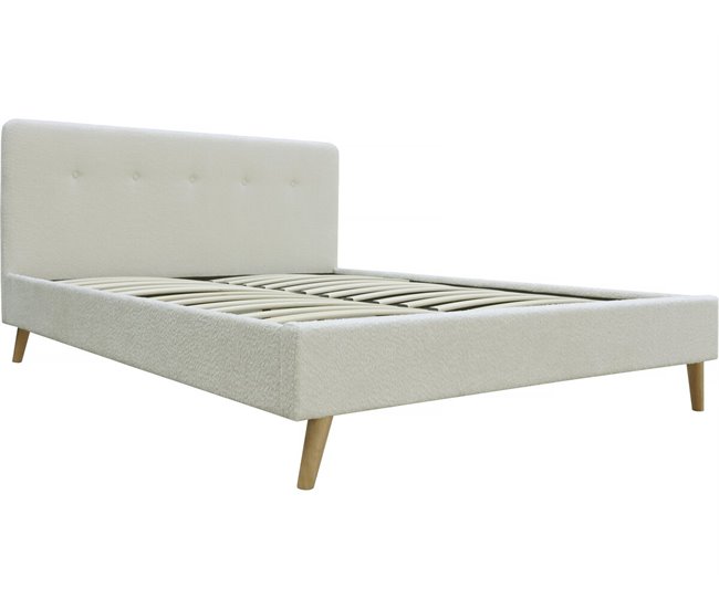 Cama de lana rizada para 2 personas Némo 147x207 Crema