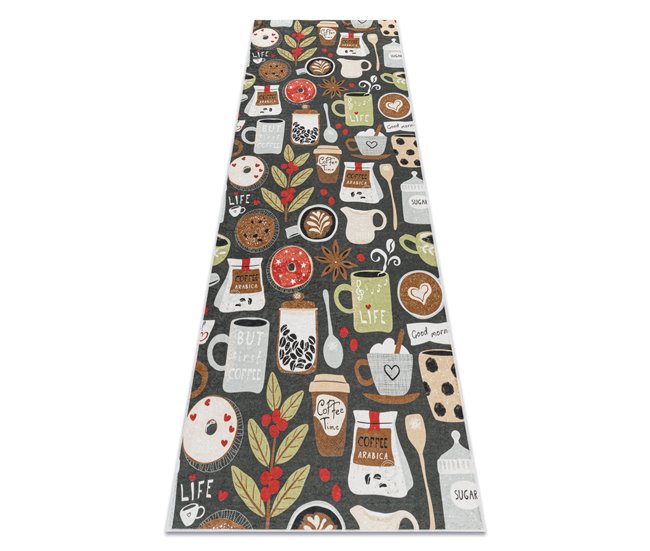 Alfombra lavable ANDRE 1297 Taza café para la cocina Multicolor