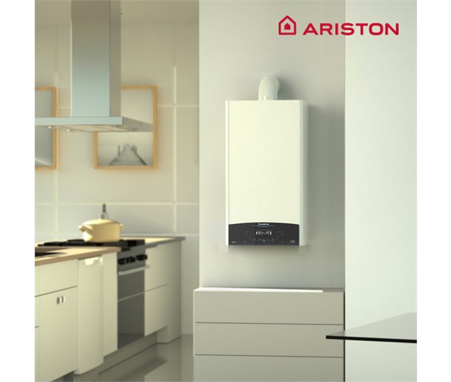 Caldera de condensación, Ariston, Genus One Plus Wifi 30 + Kit de tres grifos + Kit salida de humos, Clase Energetica A Blanco Brillo