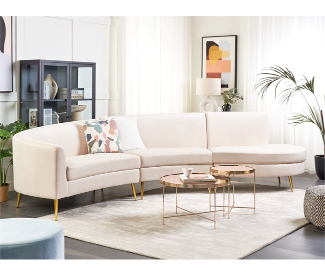 Beliani Sofá en U Terciopelo MOSS Beige