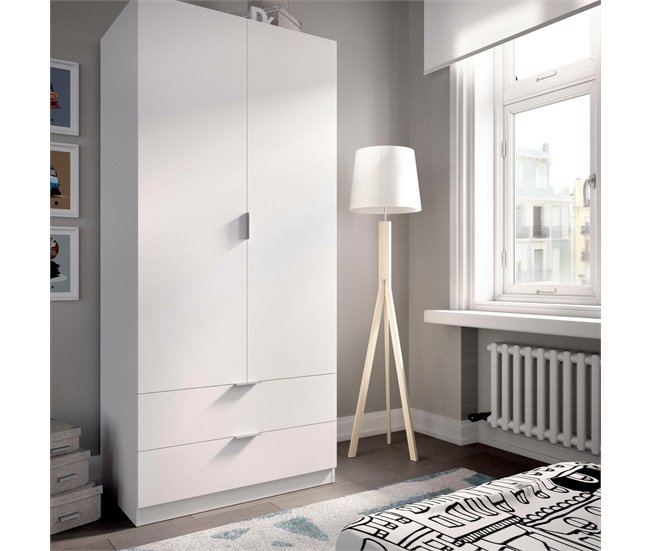 Armario 2 puertas efecto madera 81 Blanco