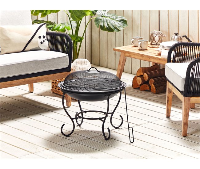 Beliani Fogón de madera NEGARA Negro