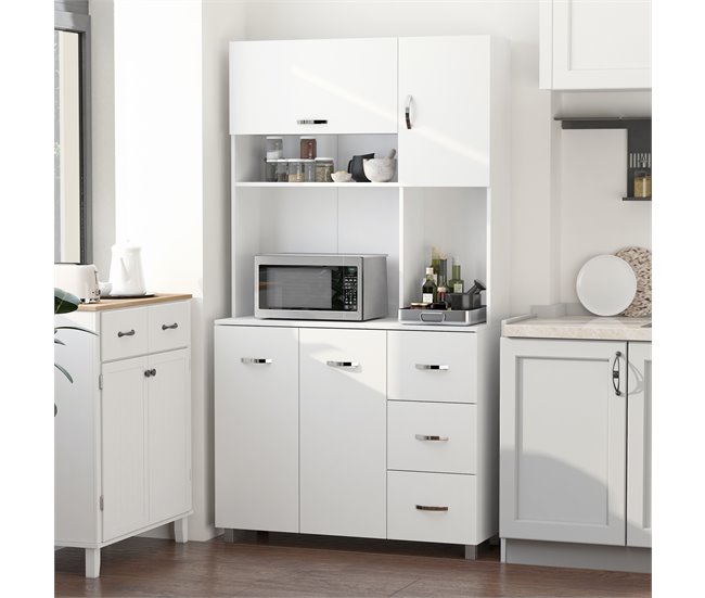 Alacena de Cocina Melamina de Madera HOMCOM, hogar - cocina 100 Blanco