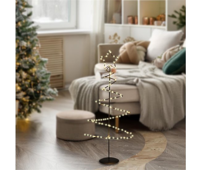 Árbol Navideño decorativo de Metal con Estrella con 46 Luces Negro