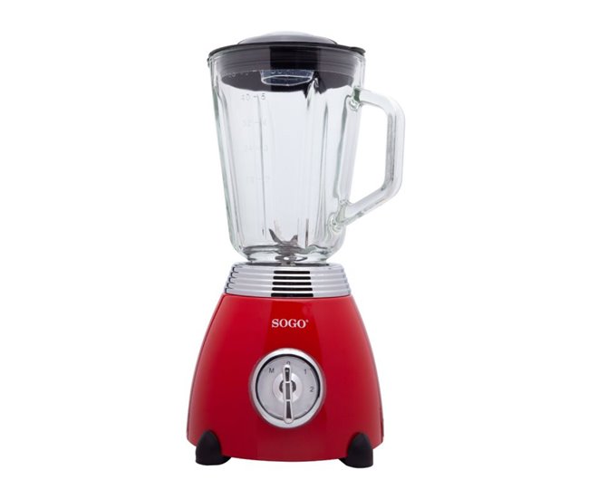 SOGO BATIDORA JARA VIDRIO INOX DISEÑO RETRO ROJO 1,5L Rojo