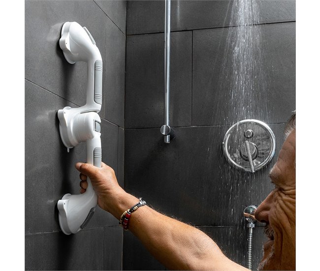 Asa de Seguridad para Baño Angular Doble Blanco