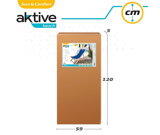 Tumbona plegable de madera Aktive Azul