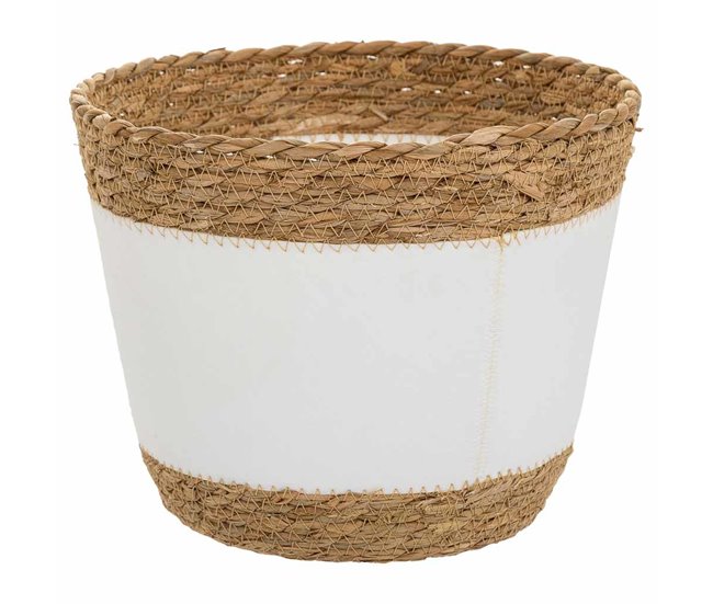 Cesto de fribra natural y algodón Blanco