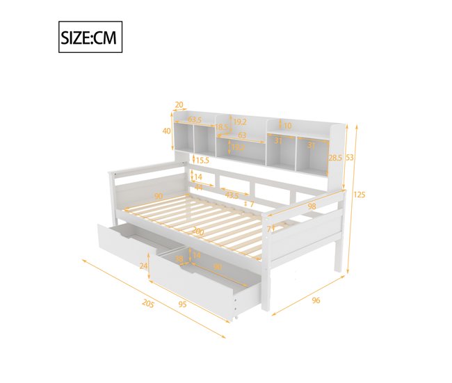 Camas infantiles 96x205 Blanco