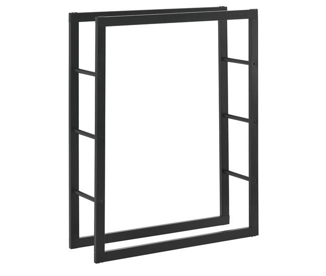 [en.casa] Soporte para leña Kasan Acero 80 Negro