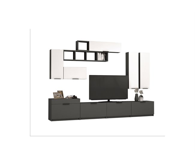 Compacto TV STONE blanco y gris 280cm Blanco