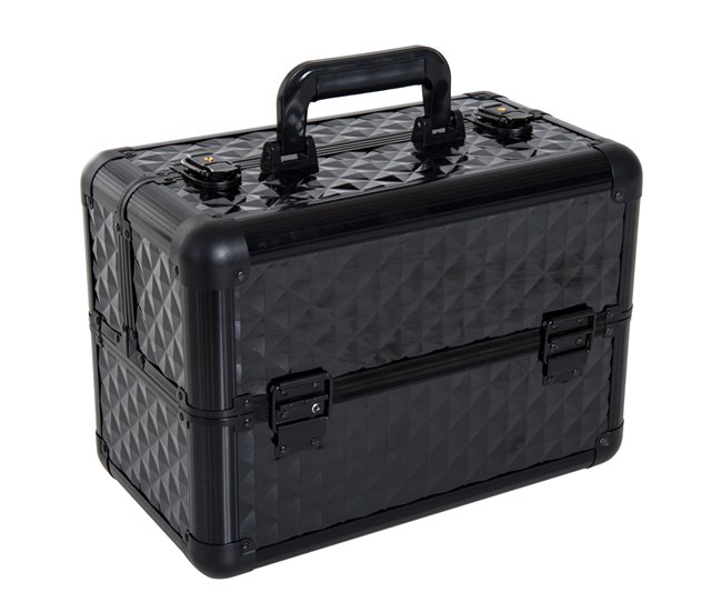Estuche de Maquillaje Plástico, MDF, metal y aluminio HOMCOM Negro