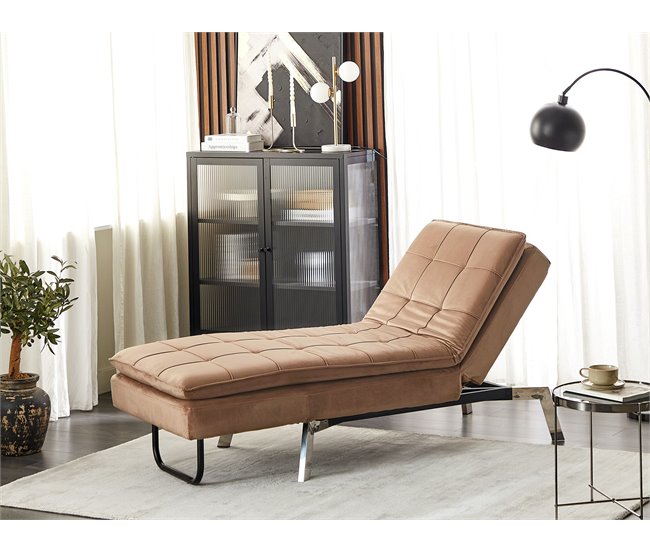 Beliani Chaise longue Terciopelo LOIRET Marron Claro