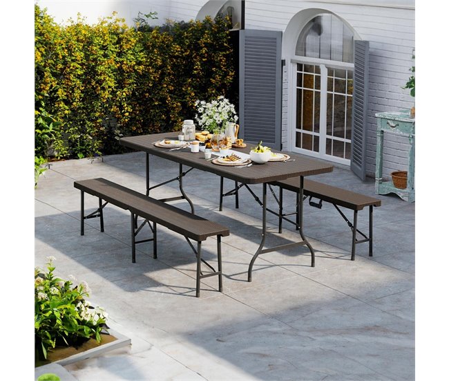 Pack 2 Bancos Plegables Catering Thinia Home Marron