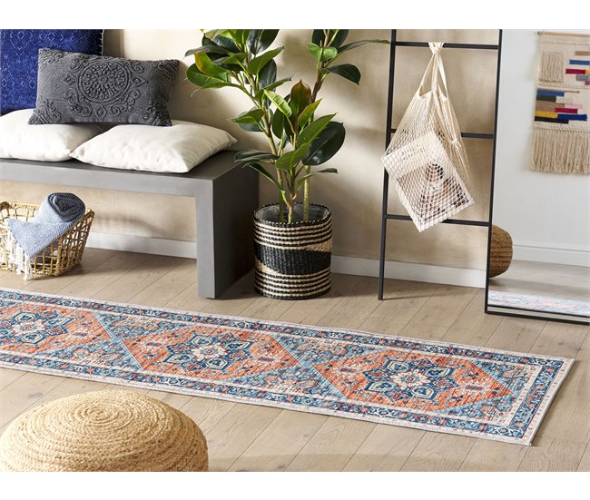 Beliani Alfombra de pelo corto RITAPURAM 60x200 Azul