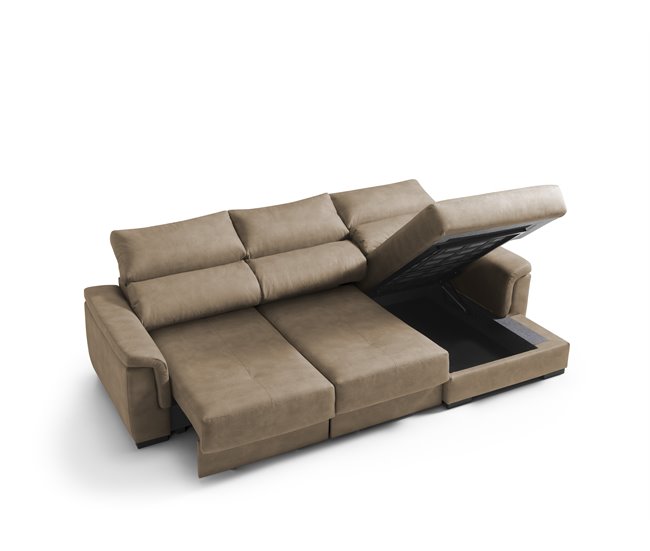 Chaise longue con arcón 4 plazas NAHIA Camel