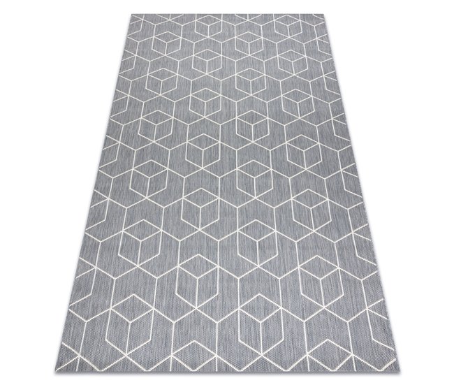 Alfombra de cuerda sisal FLAT 48655/637 Cubos 3D 120x170 Gris