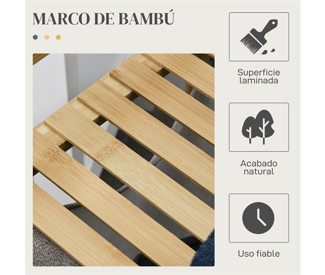 Cesto para Ropa Bambú HOMCOM, hogar - baño Madera Clara
