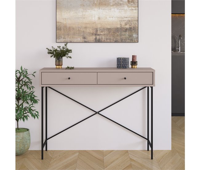 Consola melamina marrón 2 cajónes TITAN Marron