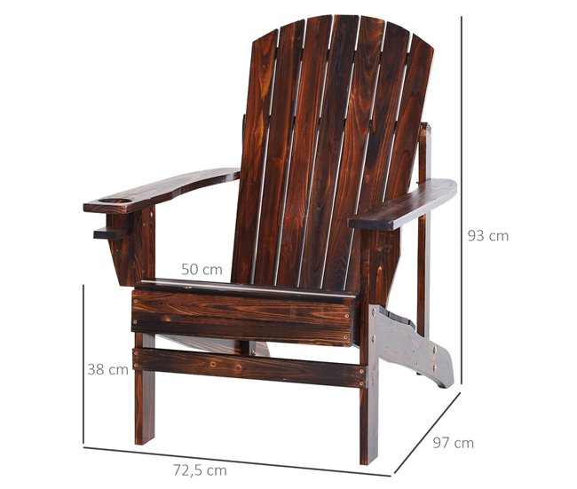 Adirondack Silla para Jardín Madera de Abeto Outsunny Marron