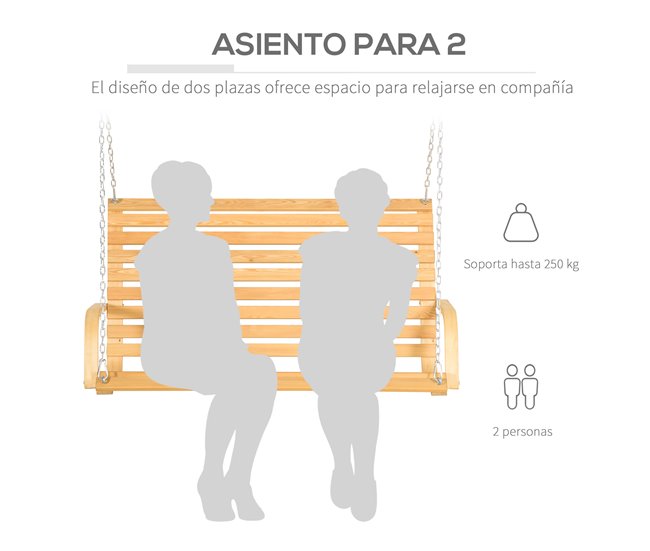 Banco Columpio Madera de Alerce Outsunny Marron