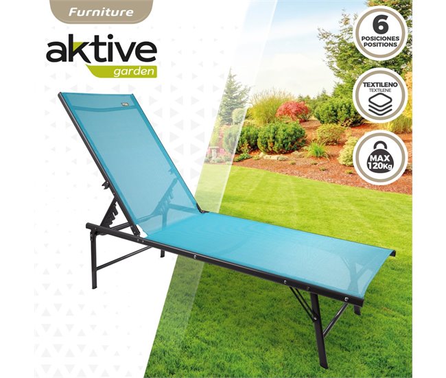 Tumbona jardín plegable y multiposición Aktive Azul