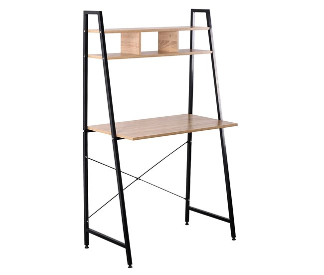 Acomoda Textil – Mesa con Estantería (Escritorio) Negro/ Madera