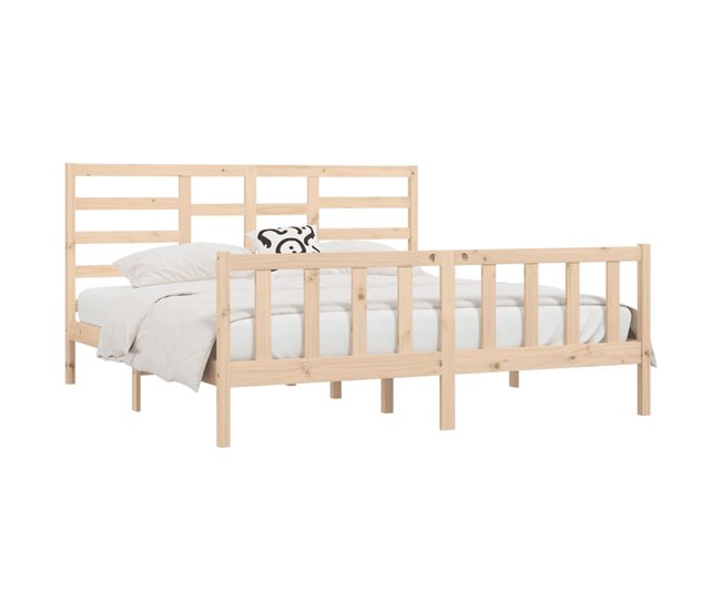 Estructura de cama de madera maciza 200x200 Blanco