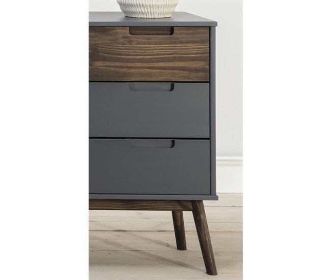 Cómoda 3 cajones NUSSA madera y gris Gris