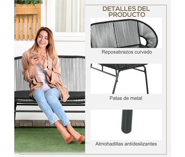 Silla de Ratán Acero, PE Negro