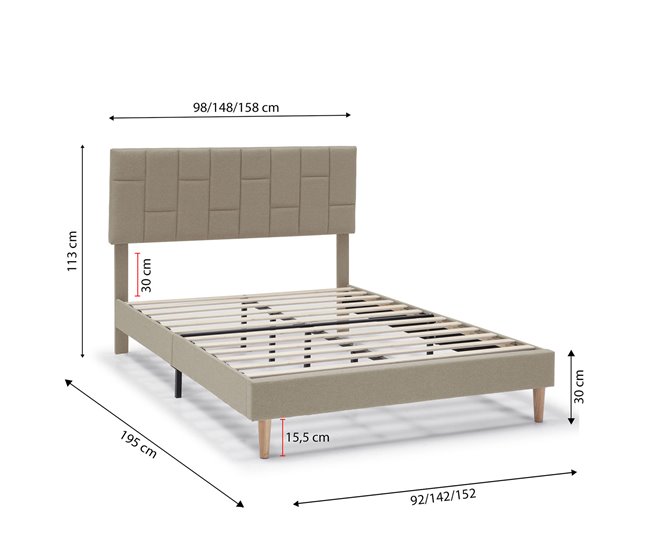 Estructura de Cama tapizada Sorni 135x190 Beige