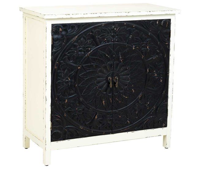 Aparador de madera de 2 puertas Negro