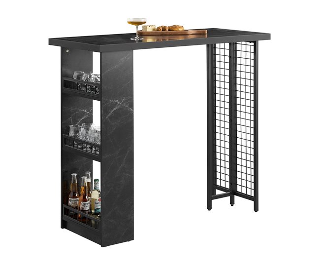 Mesa Alta de Bar con 3 Baldas SoBuy FWT100-SCH Negro