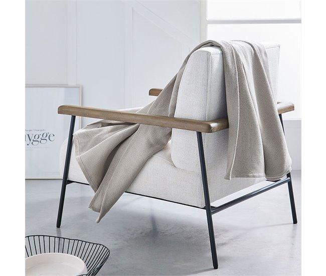 Foulard multiusos de algodón confeccionado con tejido nido de abeja Beige