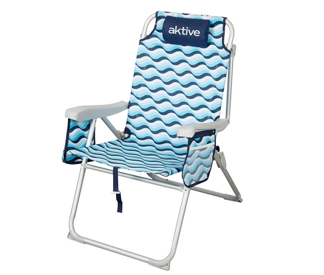 Aktive Silla de playa XL plegable de aluminio 5 posiciones con asa Azul