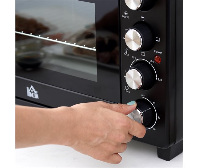 Horno Eléctrico Metal, Acero Inoxidable y Vidrio Templado HOMCOM Negro
