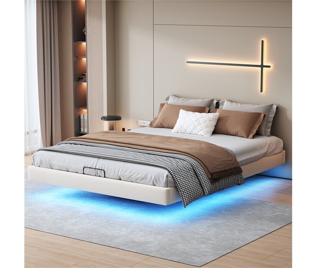 Cama con almacenamiento 200x140 Beige